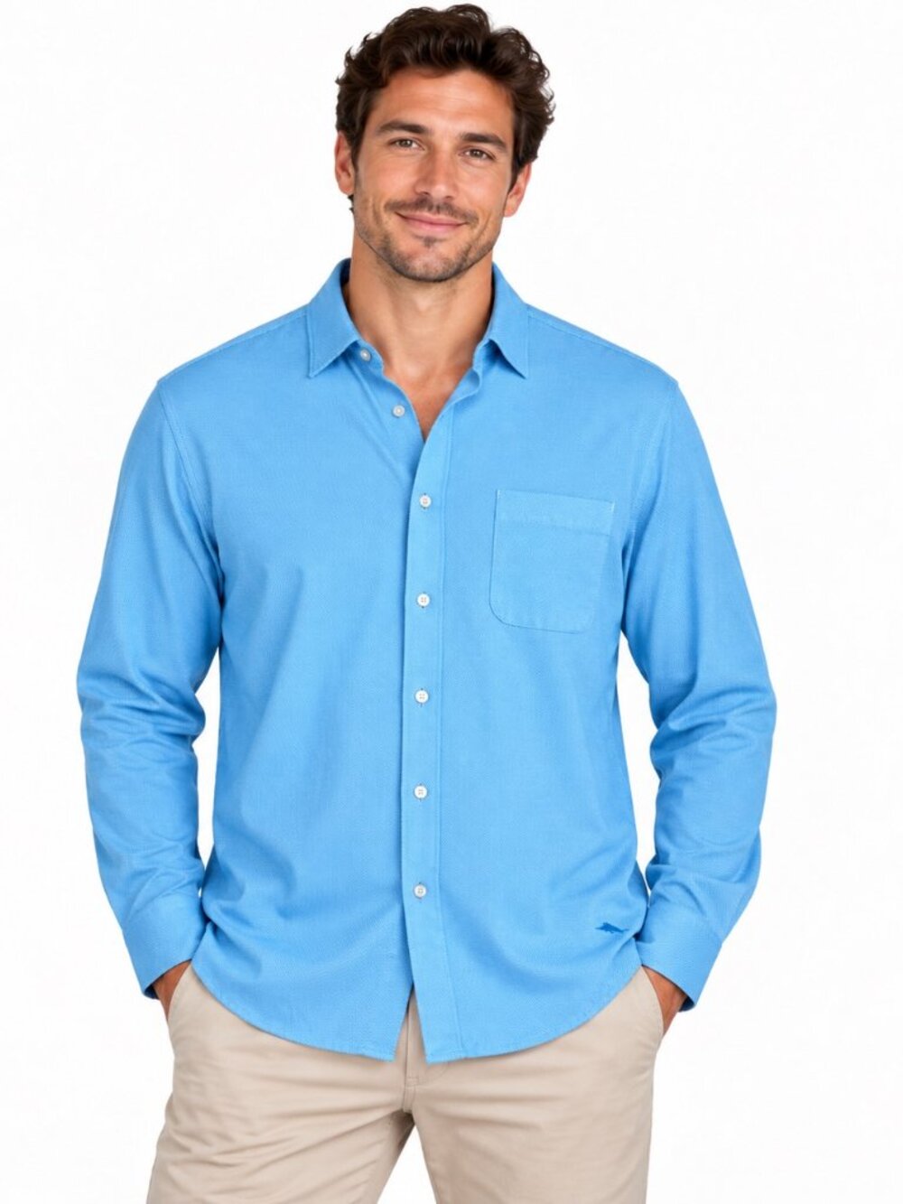 Tommy Bahama The San Lucia Stretch Men’s Medium Blue Long Sleeve Button Up Shirt